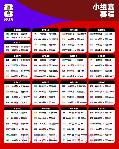 2026世界杯小组赛赛程今日赛事详情官网入口